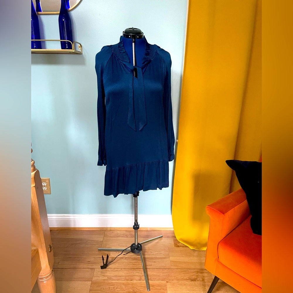 Blue silky dress